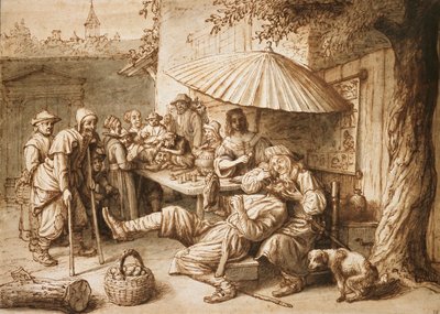 Een kwakzalver tandarts die een tand van een boer trekt, laat 17e eeuw door Lambert Doomer