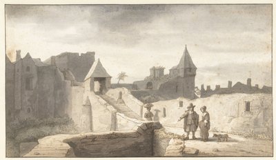 Stadsmuur bij de Erdre te Nantes door Lambert Doomer