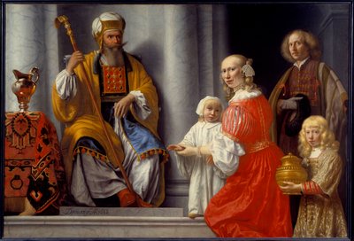 De profetes Anna brengt haar zoon Samuel naar de hogepriester Eli om de Heer te danken voor zijn genezing door Lambert Doomer