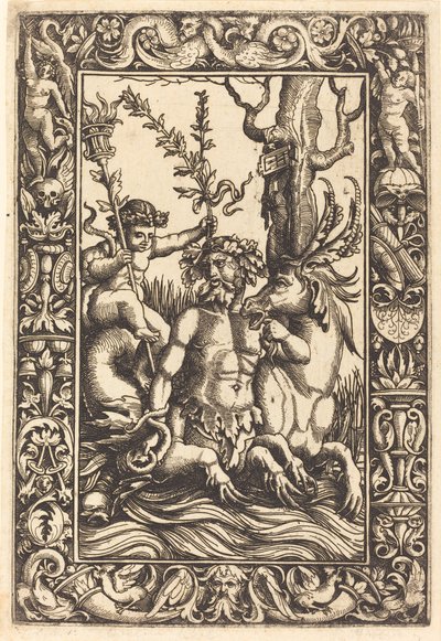 Mythologisch marien onderwerp door Lambert Hopfer after Nicoletto da Modena