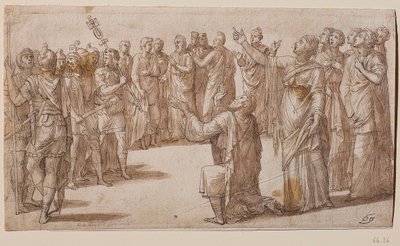 Augustus en de Tiburtijnse Sibylle, ca. 1547 door Lambert Lombard