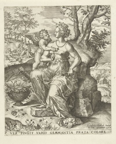 Lente: Venus en Cupido door Lambert Lombard