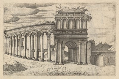 Het amfitheater in Bordeaux [Teatrum Bordeos, Transitorium Caesaris], uit de serie 