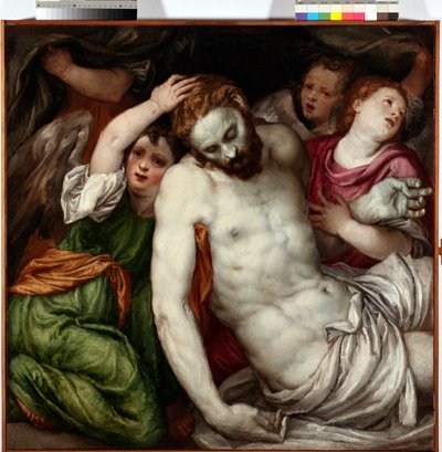 Pieta en engelen (Pieta met engelen) door Lambert Sustris