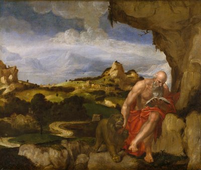 Sint Hiëronymus in de Wildernis door Lambert Sustris