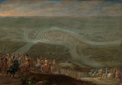 Koning Lodewijk XIV en zijn gevolg bij het beleg van Schenkenschans, 1672 door Lambert de Hondt (II)