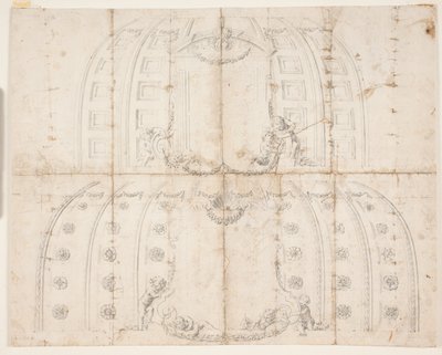 Frederiksborg slot, Audiëntiezaal. Twee verschillende ontwerpen voor plafonddecoratie voor de koepel door Lambert van Haven