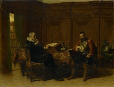 Twee mannen in een zeventiende-eeuws interieur door Lambertus Lingeman