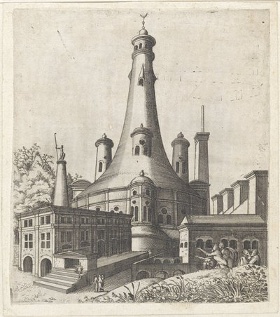 Gebouw met een halve maan op het dak door Lambertus Suavius