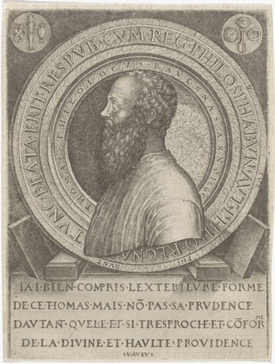 Portret van filoloog Thomas van Ravenna door Lambertus Suavius