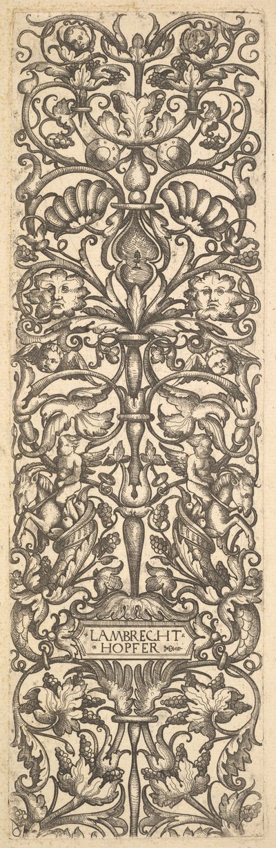 Kandelaar met putti op geiten in het midden, ca. 1525-50 door Lambrecht Hopfer