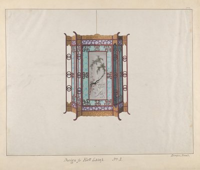 Ontwerp voor een hal lamp, ca. 1800-1810 door Lamqua