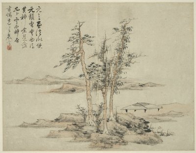 Landschap in de stijl van oude meesters: naar Ni Zan (1301-1374), Cao Zhibo (1272-1355) door Lan Ying