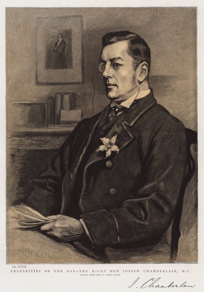 Beroemdheden van de dag, de zeer eerbiedwaardige Joseph Chamberlain, MP door Lance Calkin