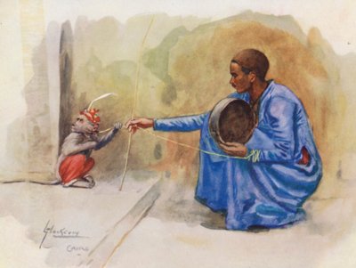 Mensen van Egypte: Apenjongen, Koradati (kleur litho) door Lance Thackeray