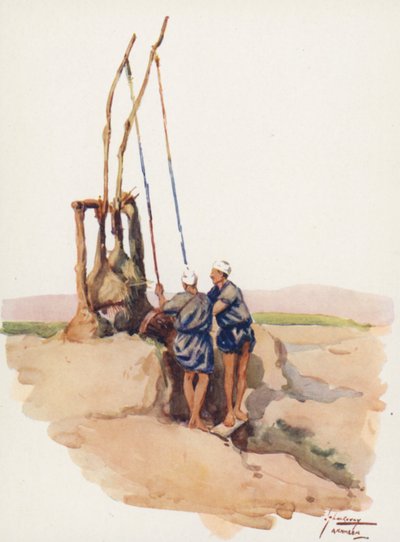 Mensen van Egypte: Shadoof Mannen, Shaddaf door Lance Thackeray
