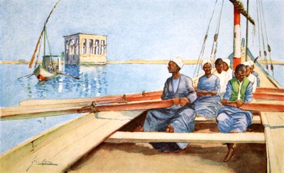Naar Philae in een felucca, 1908 door Lance Thackeray