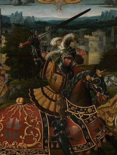 Detail (legende van St. George) door Lancelot (school of) Blondeel