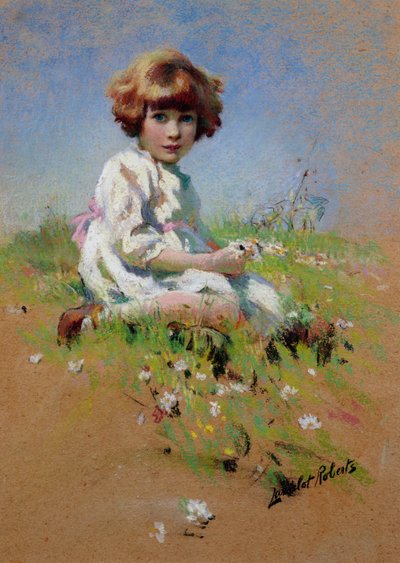Marjorie - een meisje dat madeliefjes plukt door Lancelot Roberts