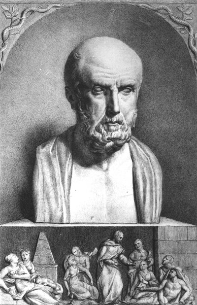 Portret van Hippocrates (ca.460-ca.377 v.Chr.), 1e helft 19e eeuw door Langlume