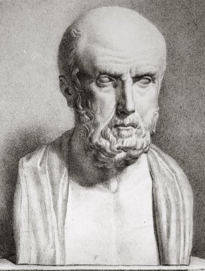 Portret van Hippocrates c.460-c.377 v.Chr., 1e helft 19e eeuw (detail) door Langlume