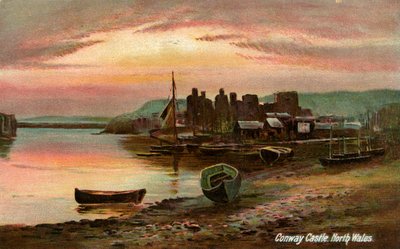 Conway Castle, Caernarvonshire, Noord-Wales, eind 19e of begin 20e eeuw door Langsdorff and Co
