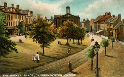 Marktplaats, Chipping Norton, Oxfordshire, eind 19e of begin 20e eeuw door Langsdorff and Co