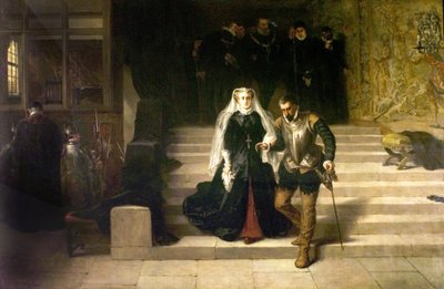 Maria, Koningin van Schotland, wordt naar haar executie geleid, 1871 door Laslett John Pott