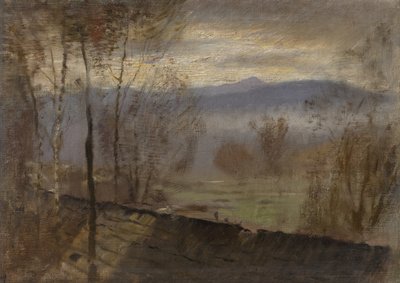 Avondlandschap met rivier, c. 1880 door Laszlo Mednyanszky