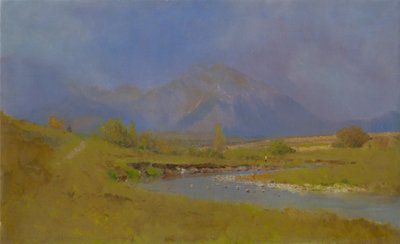 Podtatranská landschap na lenteregen door Laszlo Mednyanszky