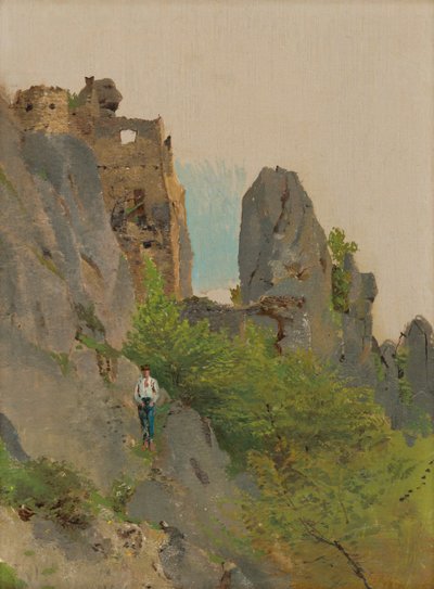 Uitzicht op de Sú?ovské ruïnes, 1875-85 door Laszlo Mednyanszky