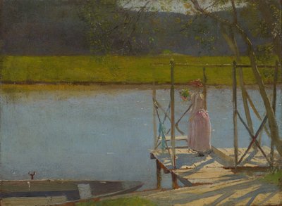 Vrouw naast een boot, c.1875-85 door Laszlo Mednyanszky