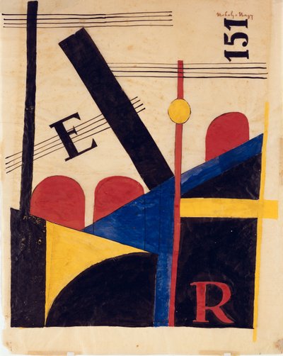 Schets voor de grote spoorwegfoto door Laszlo Moholy Nagy