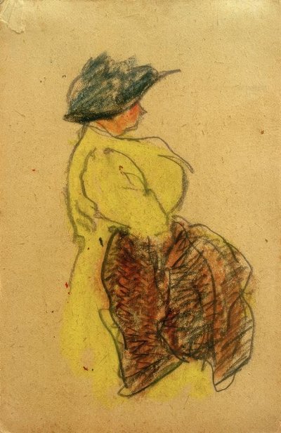 Zonder titel (Vrouw in geel, van rechts) door Laszlo Moholy Nagy