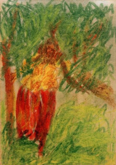 Zonder titel (Vrouw onder een boom) door Laszlo Moholy Nagy