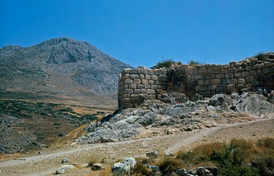 De muren van de acropolis: vindplaats van de oude stad Mycene, in de Peloponnesos (1500-1100 v.Chr.) Griekenland door Late Helladic Period Mycenaean