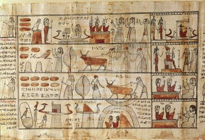 Landbouwscènes (detail) uit Het Dodenboek van Tsekhons door Late Period Egyptian