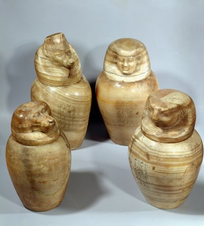 Canopische potten van Hor-ir-aa, Saïtisch door Late Period Egyptian