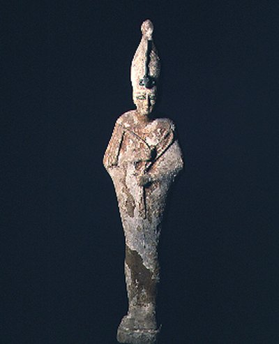 Met gips bedekte houten figuur van Osiris, Saïtische periode, 664-525 v.Chr. door Late Period Egyptian