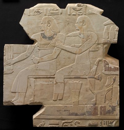 Zittend paar: Voorouders van Mentuemhat door Late Period Egyptian