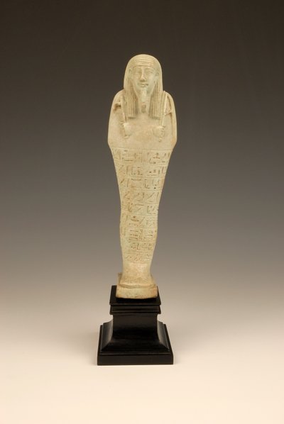 Shabti van Imhotep, 380-342 v.Chr. (faience & groene glazuur) door Late Period Egyptian