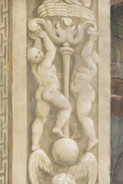 Putti, decoraties rond de ramen door Lattanzio Gambara