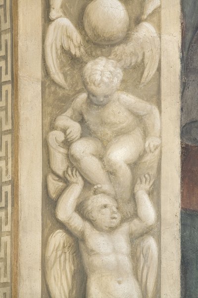 Putti, decoraties rond de ramen door Lattanzio Gambara