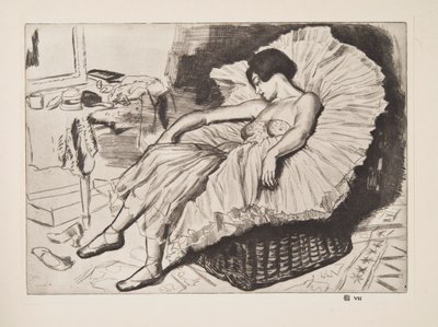 Slapende danser door Laura Knight