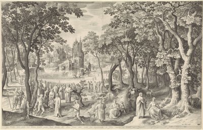 Landschap met ruïne van een ronde tempel door Laurens Barata