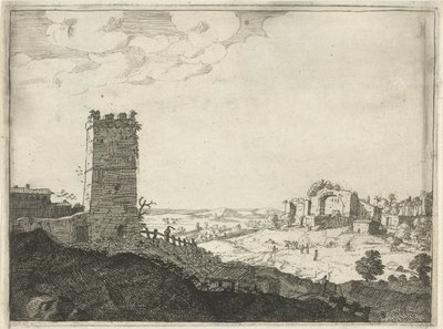 Landschap met toren door Laurens Barata