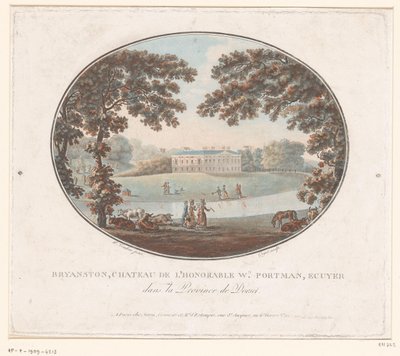 Gezicht op het buitenhuis van Sir William Portman te Bryanston door Laurent Guyot