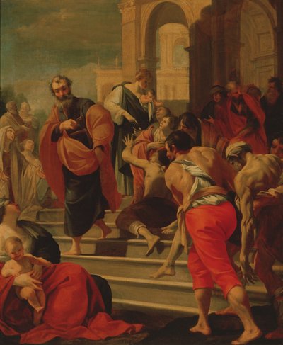 Sint-Pieter geneest de zieken met zijn schaduw door Laurent de la Hyre