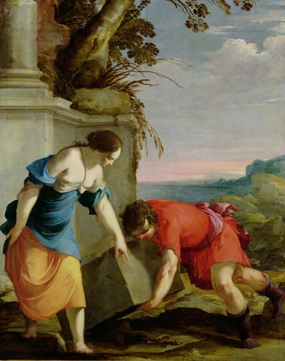 Theseus vindt het zwaard van zijn vader, 1634 door Laurent de la Hyre