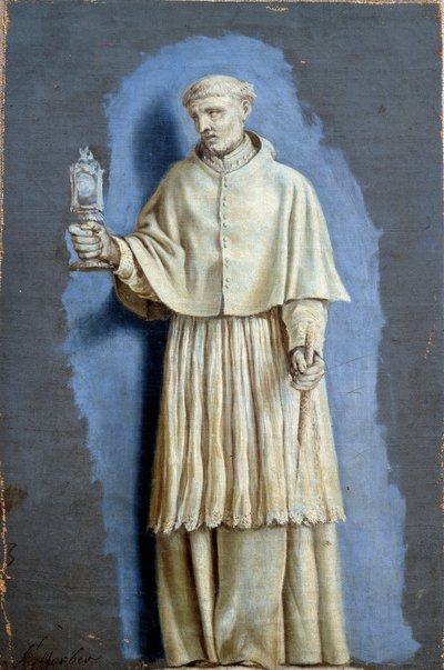 Sint Norbert met een monstrans en een kaars door Laurent de la Hyre